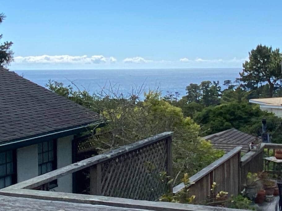 Deck and dining room view of the ocean. Deck and dining room view of the ocean.