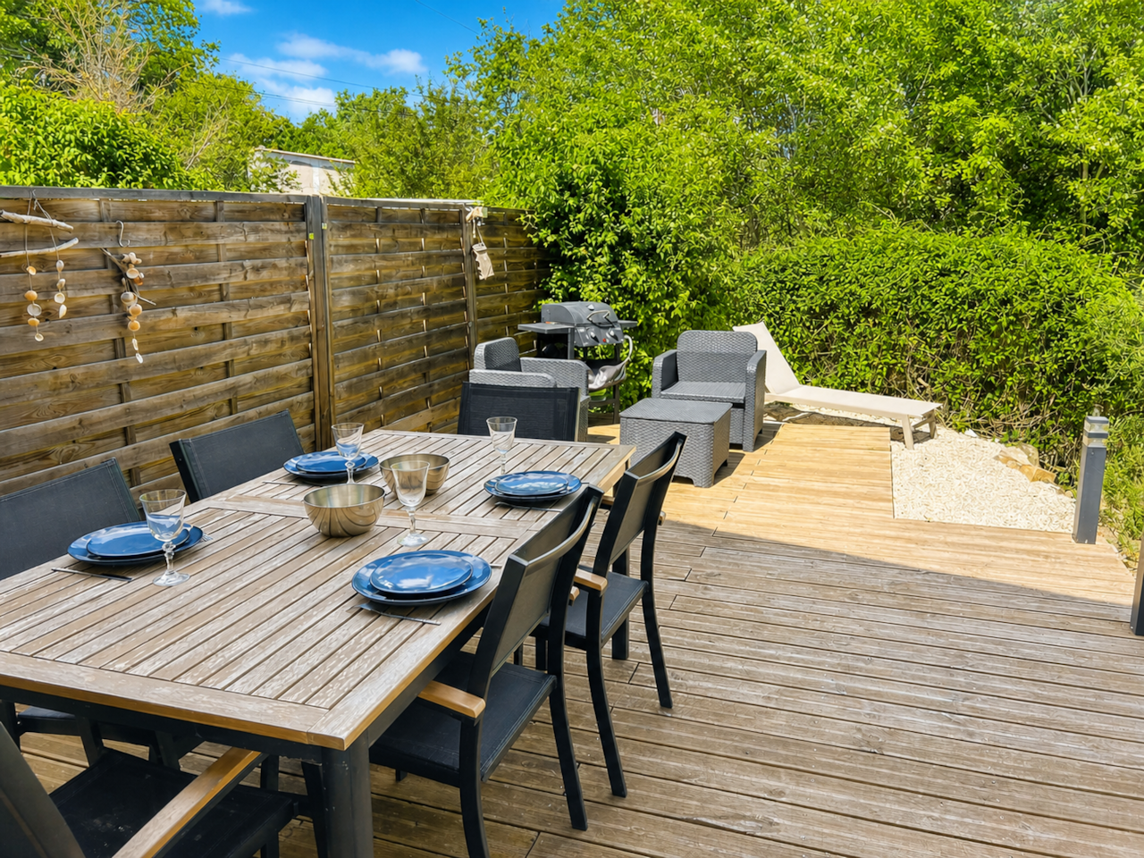 terrace, garden, garden furniture, barbecue