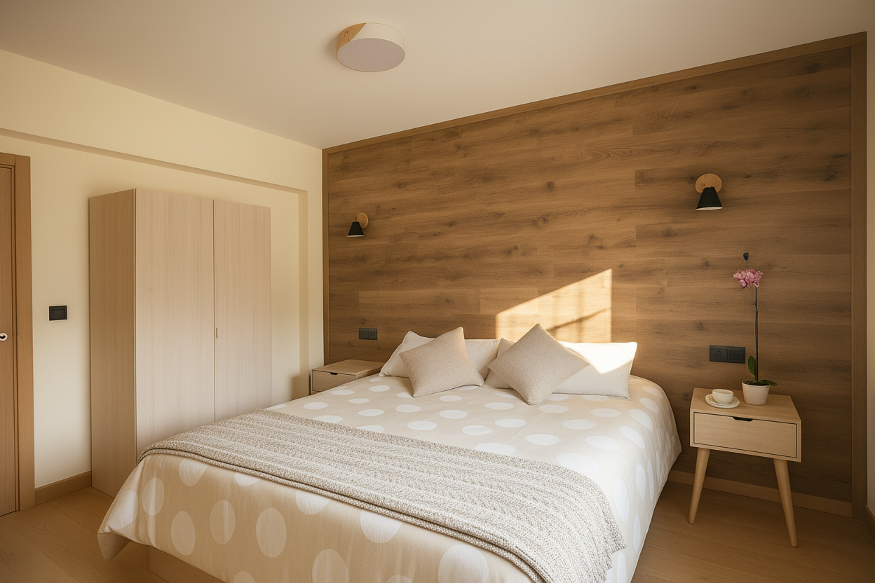 Cozy Bedroom with Wooden Accent Wall
