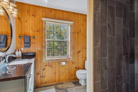 Main floor bathroom with a nice, hot shower.