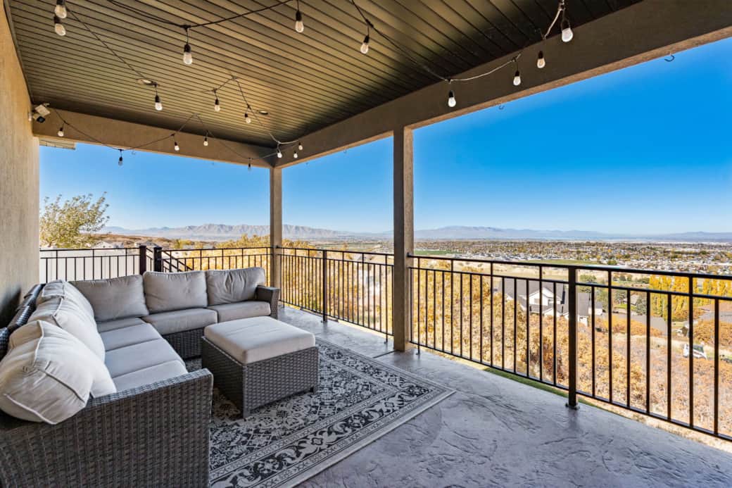 Deck off Kitchen with Lake, Mountain and Valley Views