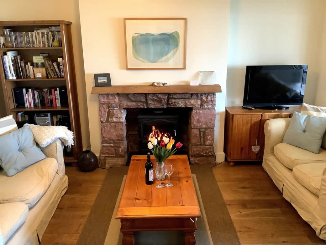 Living room with cosy fire Living room with cosy fire