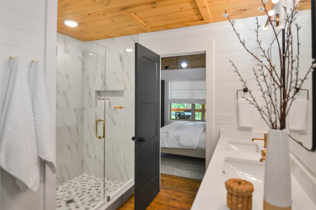 Bathroom #1 Large tiled walk in shower
