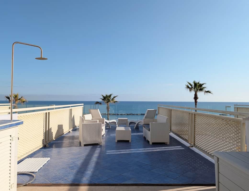 Lounge seating on the private sea-view terrace