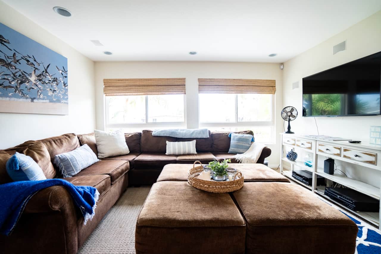 Oversized L-shaped couch with room to stretch out