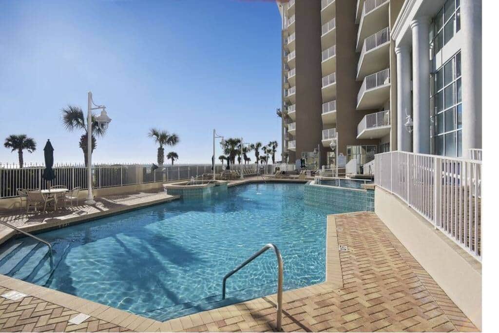 outdoor pool with views of the ocean