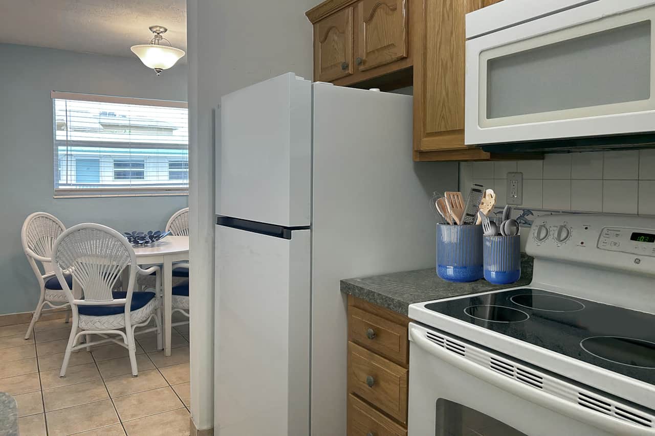 Unit #37 Kitchen is stocked with essentials to cook a complete meal. 