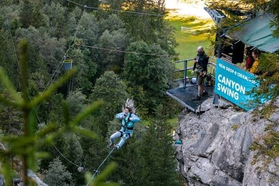 Canyon Swing in the Glacier Canyon at Grindelwald