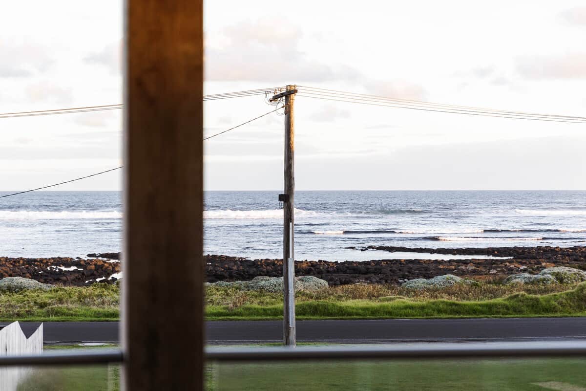 The rugged Southern Ocean view from the balcony