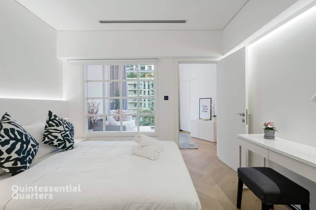 Large windows that let in plenty of natural light during the day.