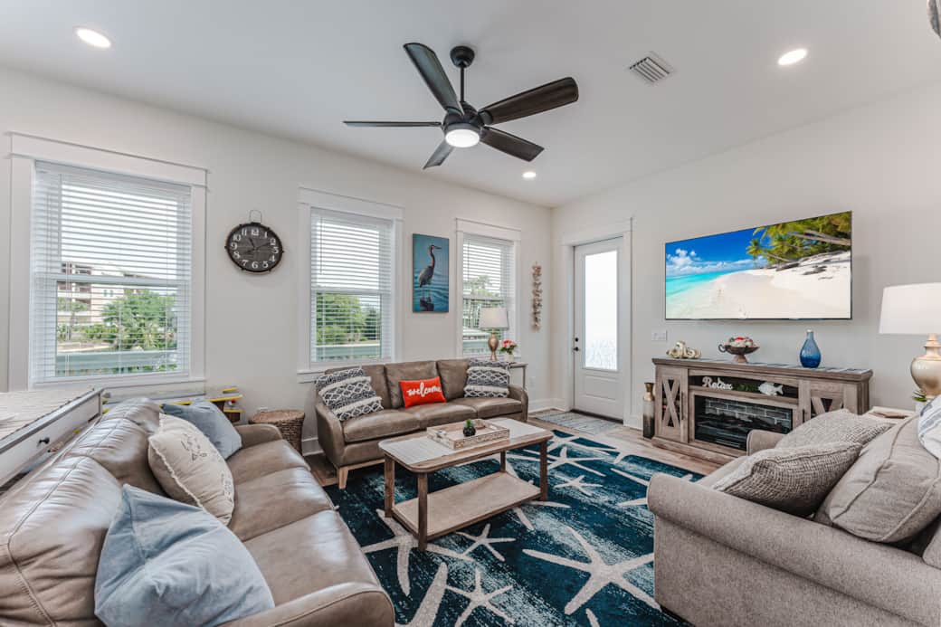 Specious leaving room with smart TV.
