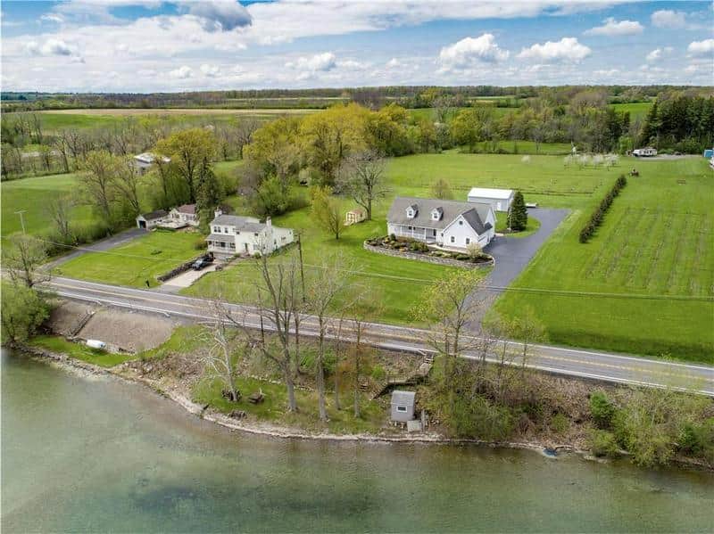 Sky view of house from lake and lake access.