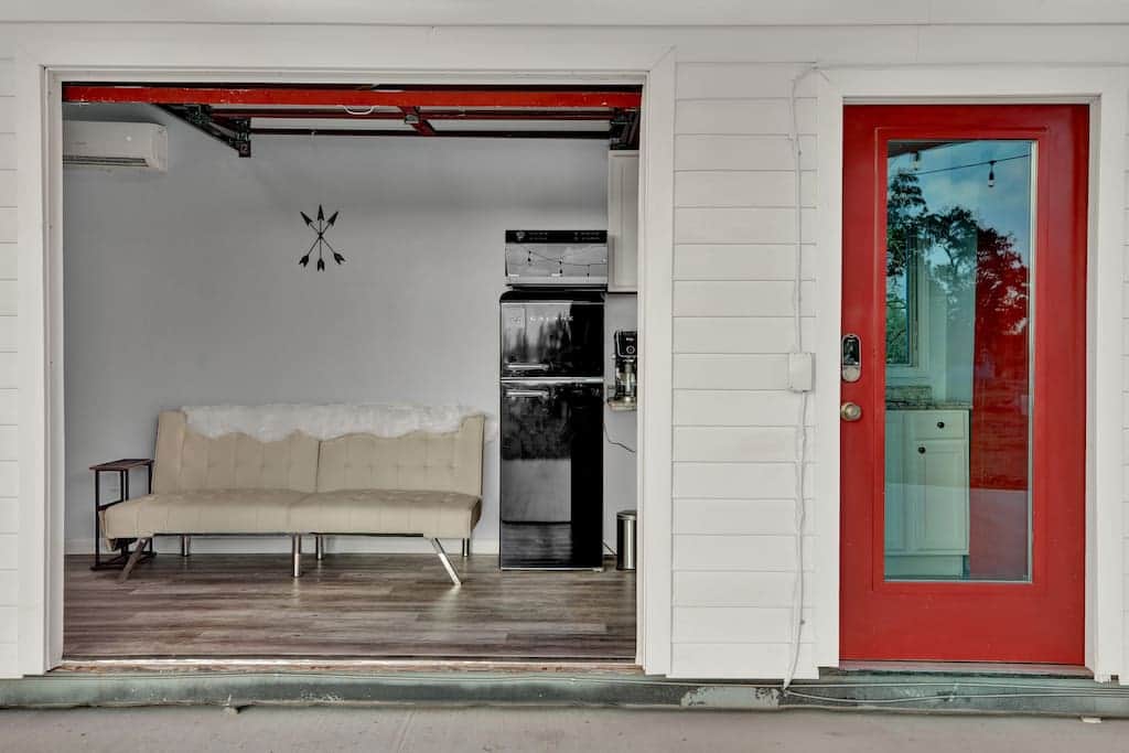 View from outside in the garage door