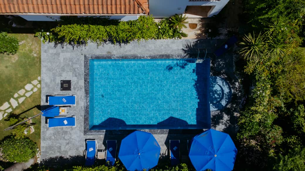 Pool drone view of Villa Cecilia Göcek