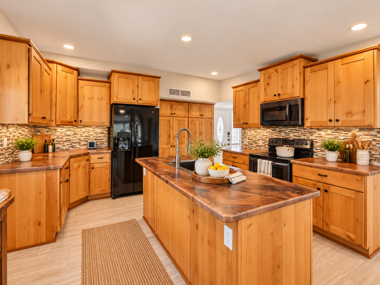 Fully stocked, beautiful kitchen. 