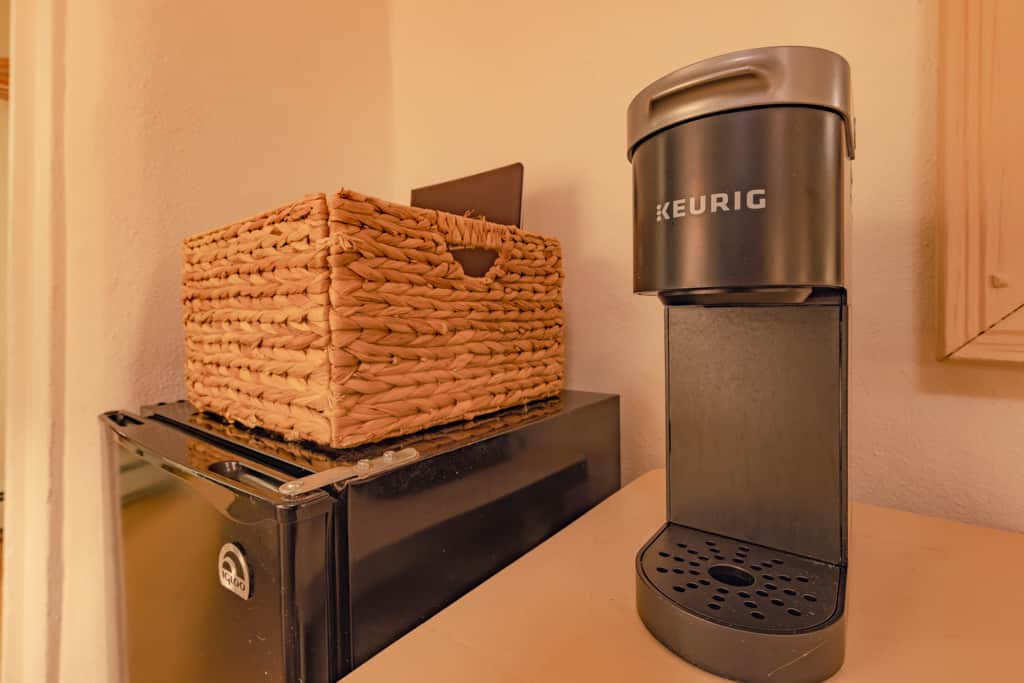 Organic coffee pods & wine glasses.