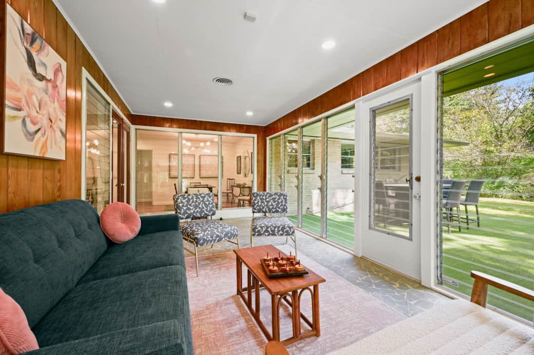 Enjoy coffee & a vinyl together while watching nature in the sunroom
