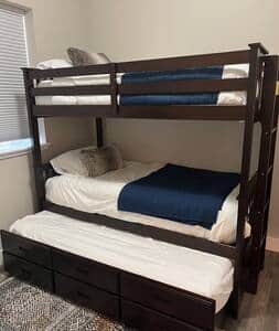 Bunk room, located downstairs. Sleeps three when trundle bed is pulled out.