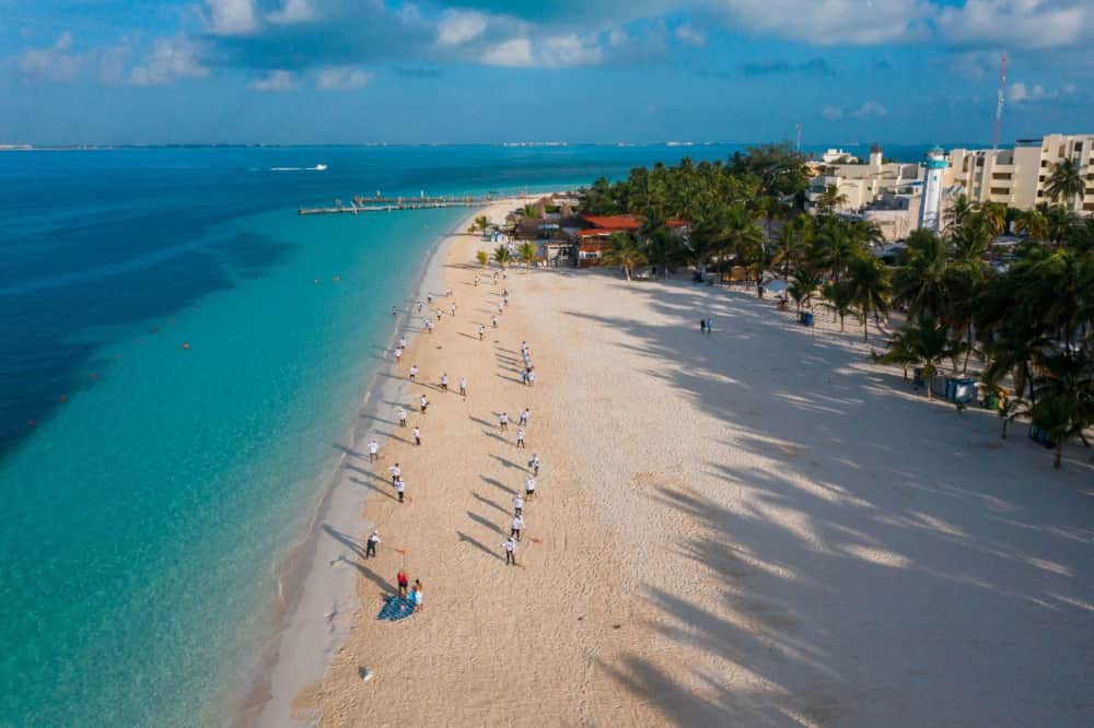 Aerial view of the sandy shoreline at Playa Centro