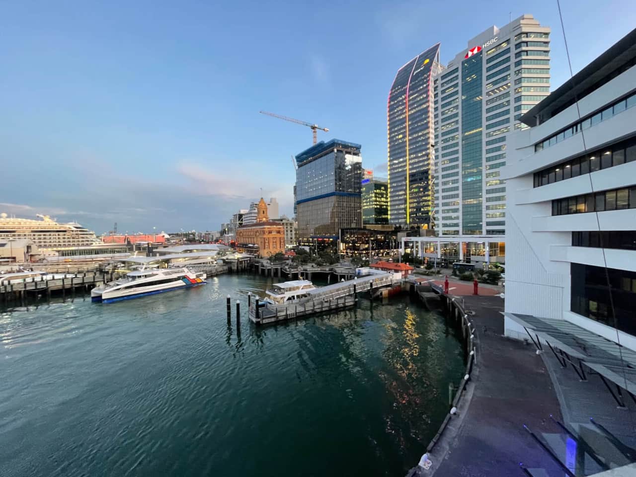 view down to the ferry terminal