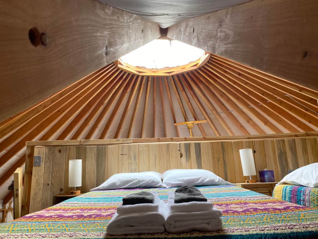 Loft Queen master with direct starlight views through the 4ft dome Loft Queen master with direct starlight views through the 4ft dome