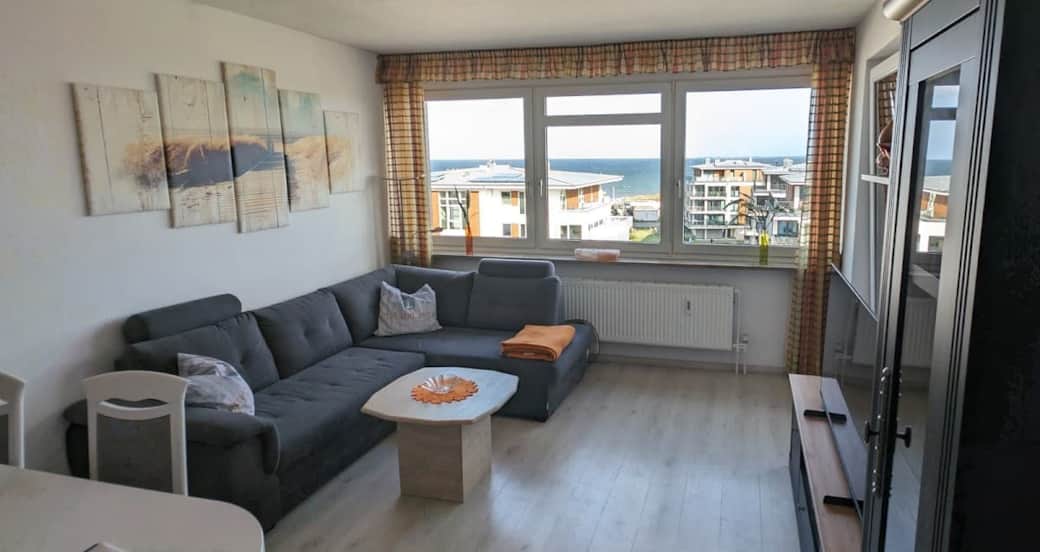 Ausblick aus dem Wohnzimmer über die Ostsee bis nach Fehmarn