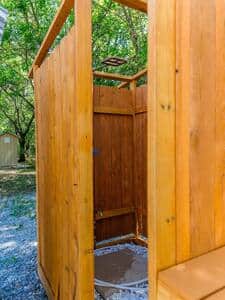 Outdoor shower with biodegradable soap. Top sprinkler and faucet at the bottom to wash your pets. Outdoor shower with biodegradable soap. Top sprinkler and faucet at the bottom to wash your pets.