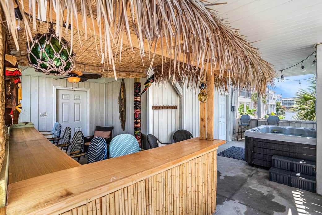 Ground floor:Tiki Bar  with straw roof
