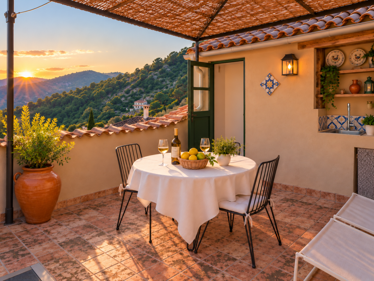 Terrace at sunset