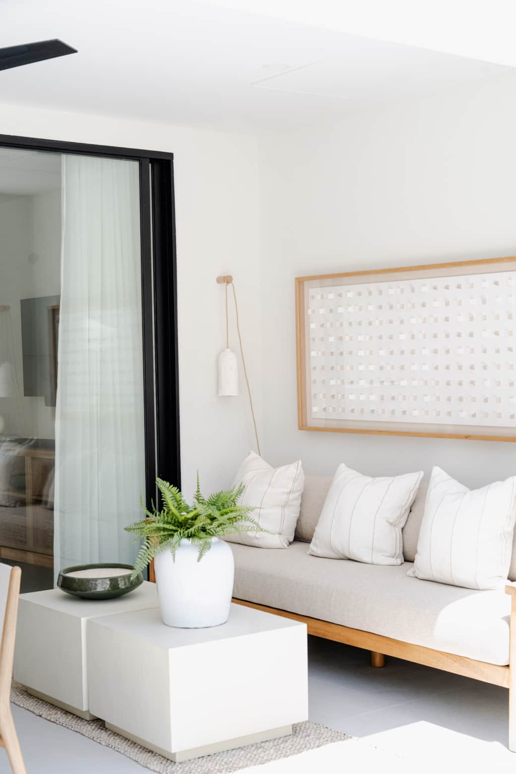 Relaxed lounge space for morning coffee or evening cocktails.