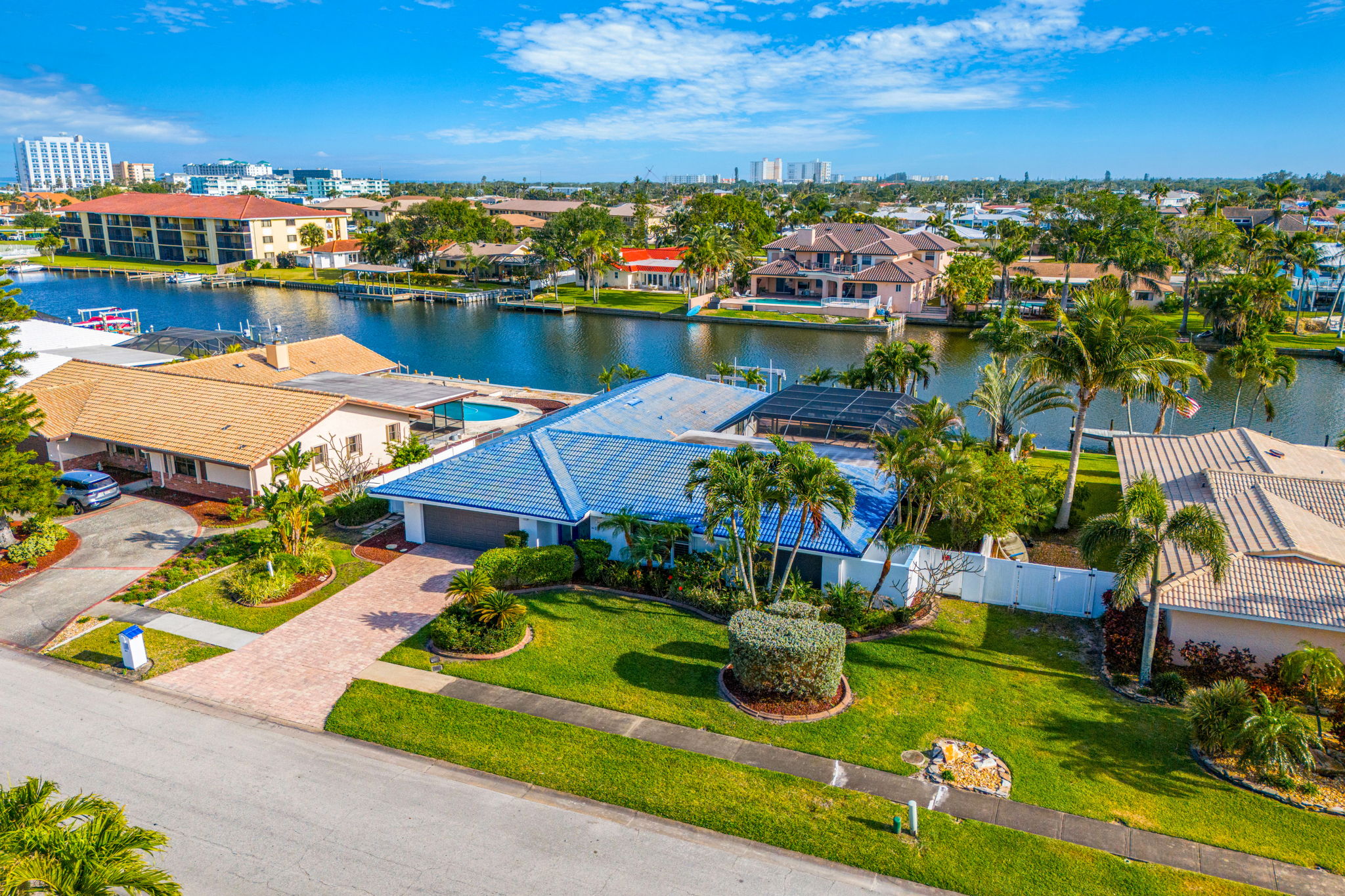 Enjoy stunning aerial views of the waterway and neighborhood.