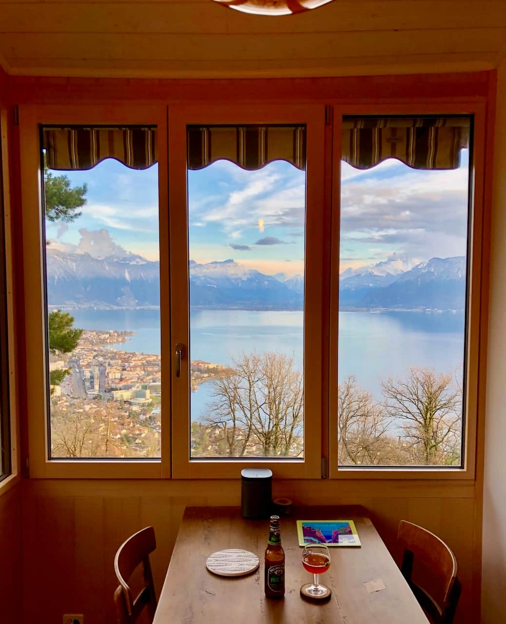View from the loggia, on Vevey and the Alps