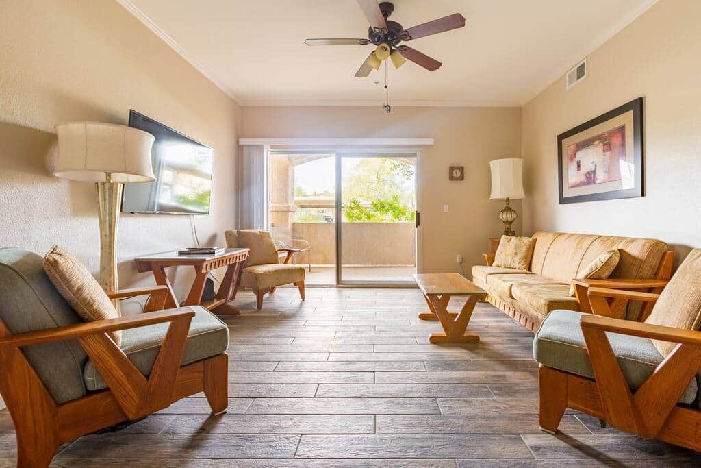 Living Room with Ceiling Fan