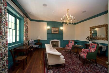 The Colonial Blue Parlor for gatherings, tea, and cocktail hour. The Colonial Blue Parlor for gatherings, tea, and cocktail hour.