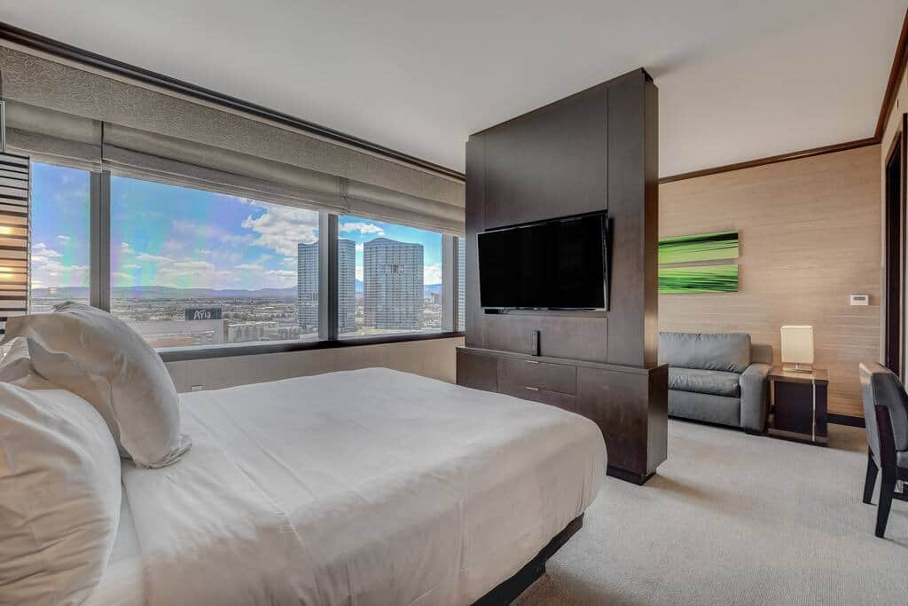 King Bed with Wall-to-Wall Aria City Views