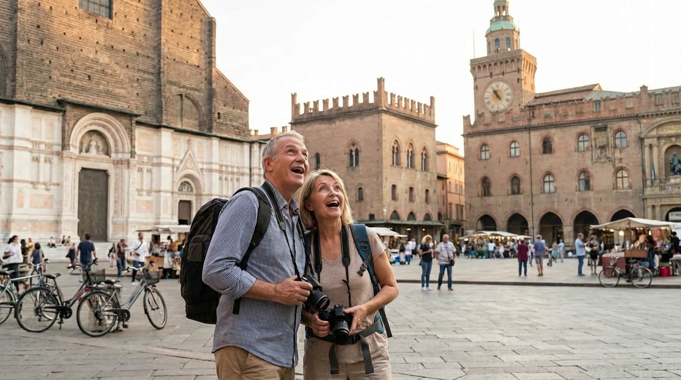 Turisti che visitano il centro di Bologna