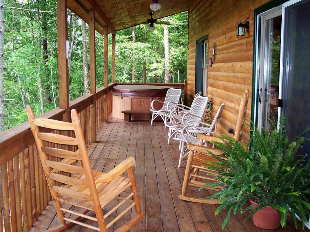 Porch chairs and hottub