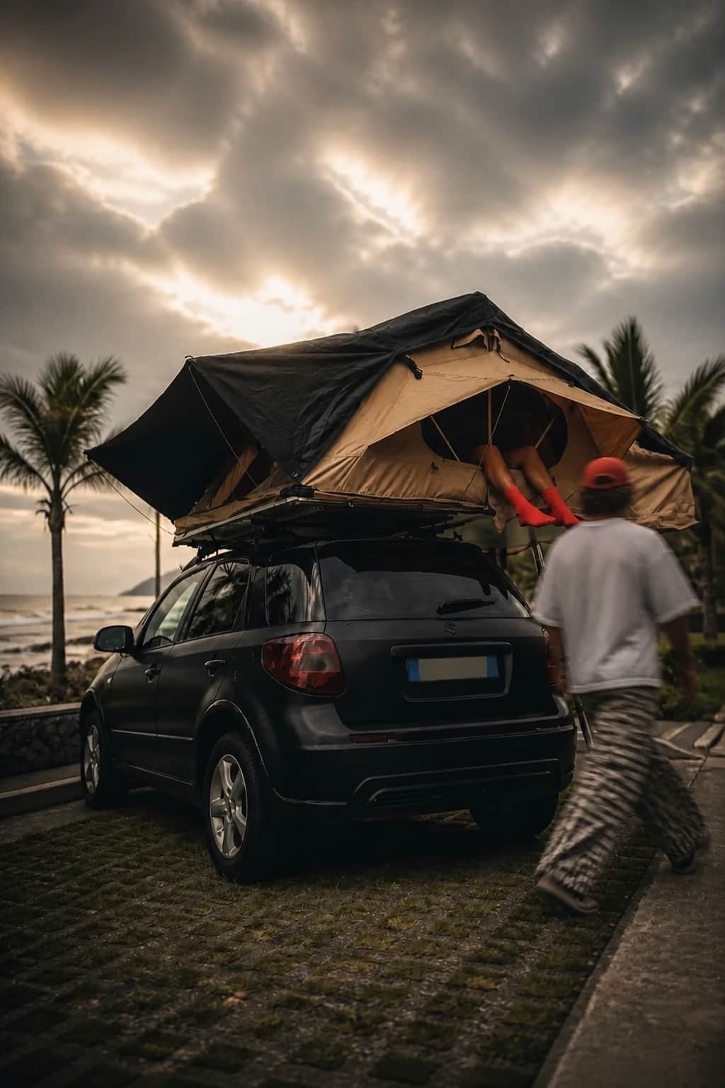 Notre 4x4 Jaboticaba face à l'océan, départ pour un road trip inoubliable