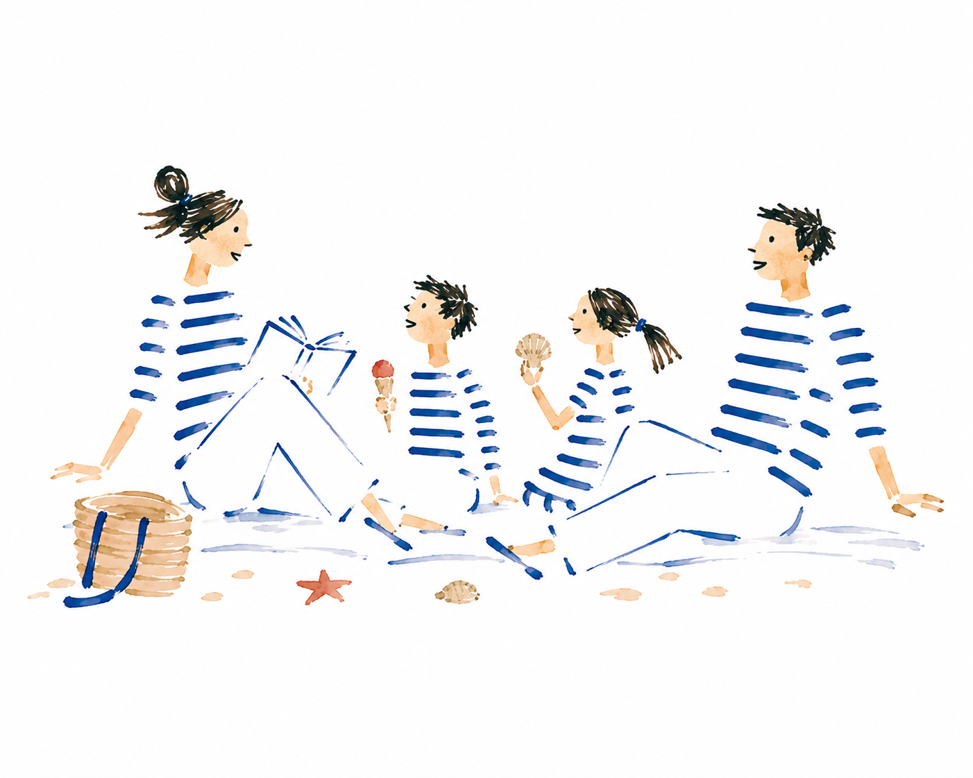 Family enjoying a slow day together on the beach