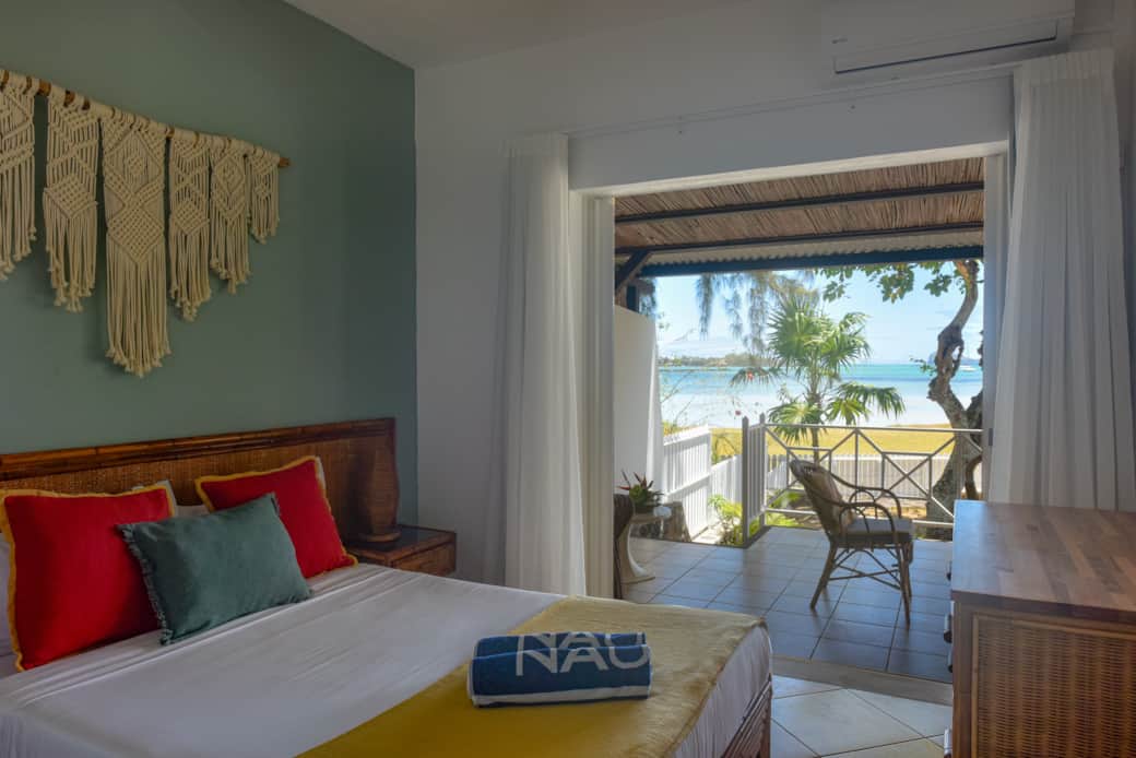 The main bedroom downstairs with the view over the lagoon The main bedroom downstairs with the view over the lagoon