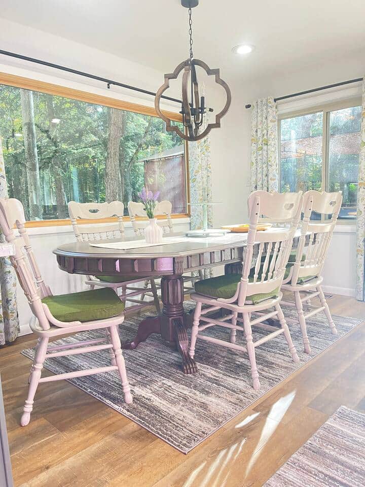 The dining table comfortably seats six to eight