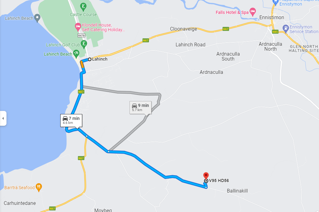 Location of Egan's Cottage 5 km from Lahinch or 7 min drive
