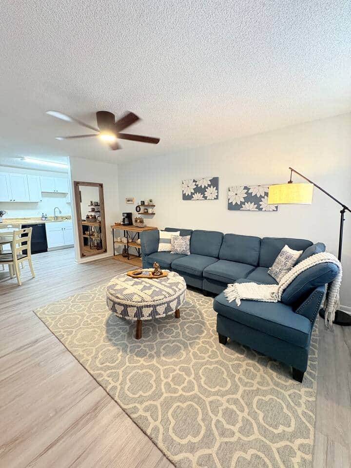 Make yourselves at home while kicking back and relaxing on the comfy couch. Stream your favorite platforms on outer 50” Roku TV. We provide Hulu, Disney + and Peacock for free. 