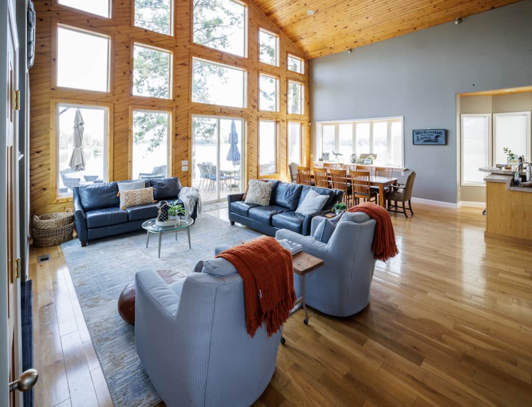 Great room overlooking the water