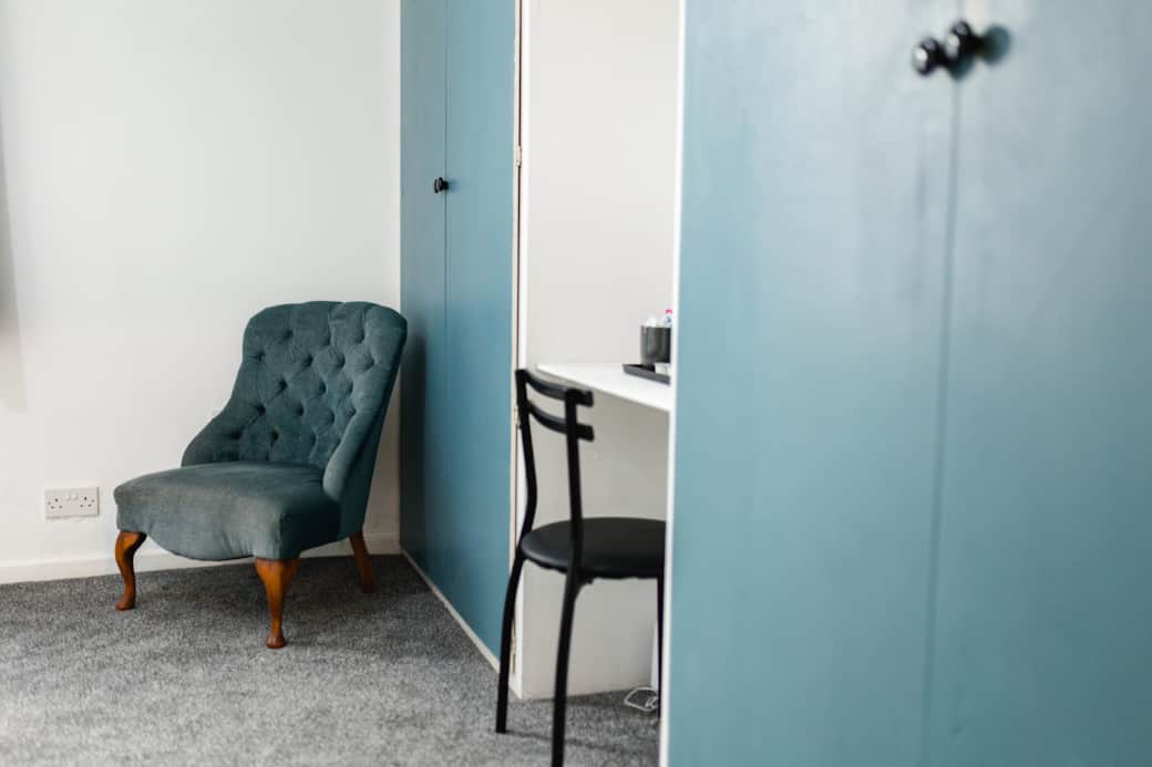 Private bedroom with door lock and key