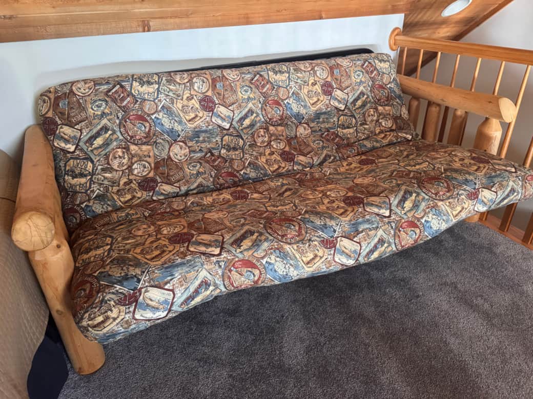 Queen futon in the loft
