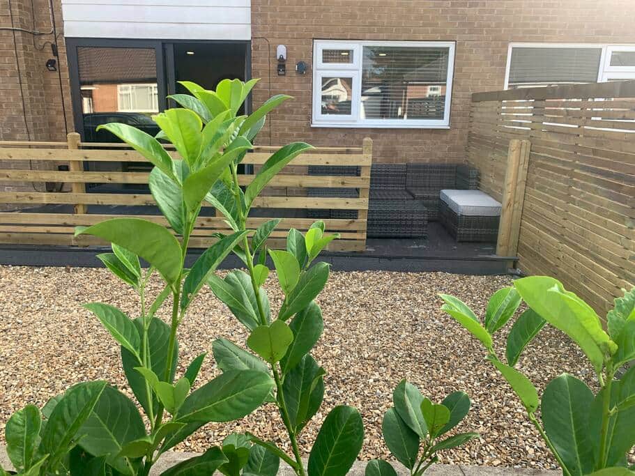 Small Decked area a private parking space
