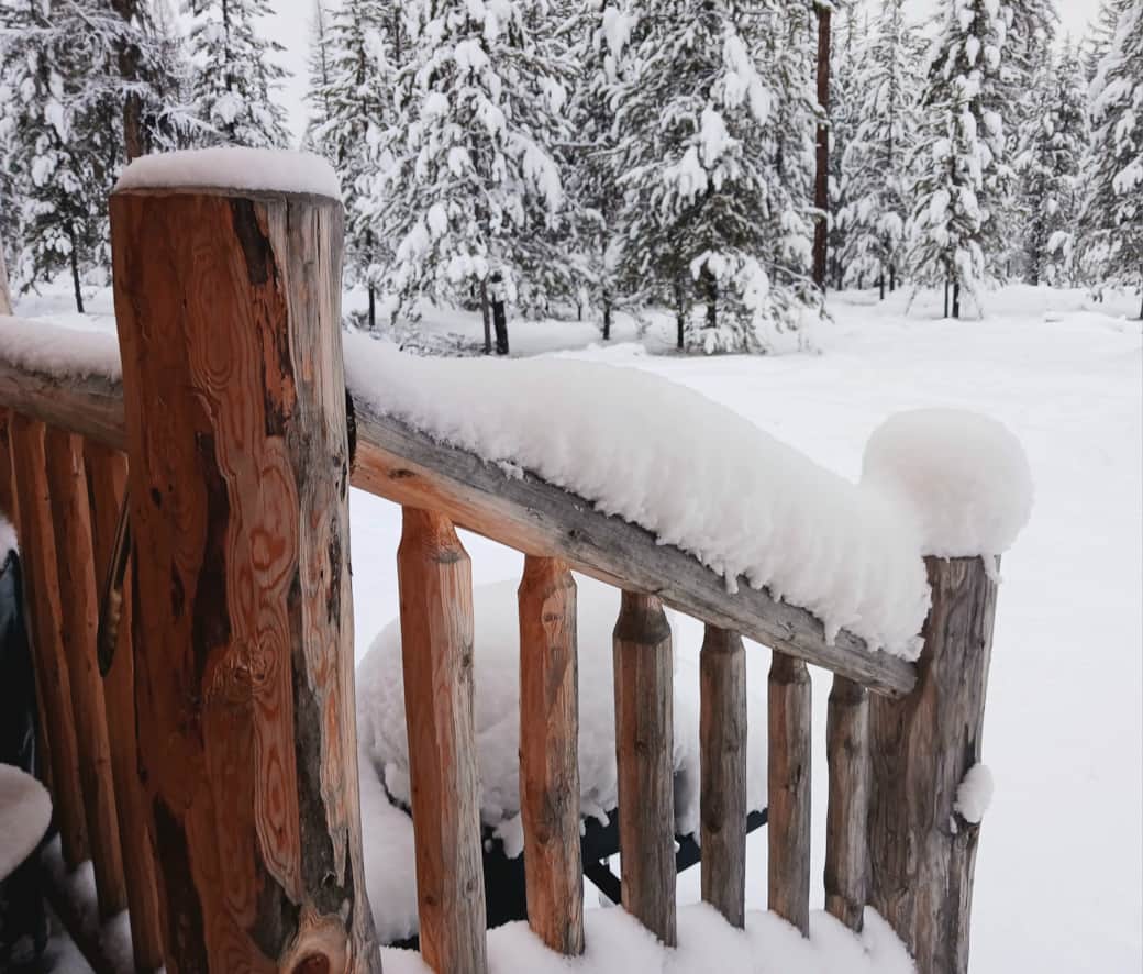Railing with snow