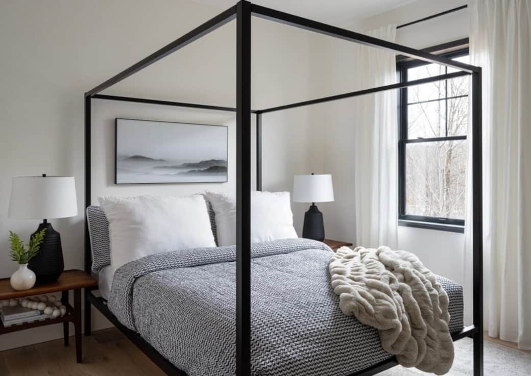 Queen bed with Smart TV, closet, dresser. Fall asleep to views and sounds over the Pemi River.