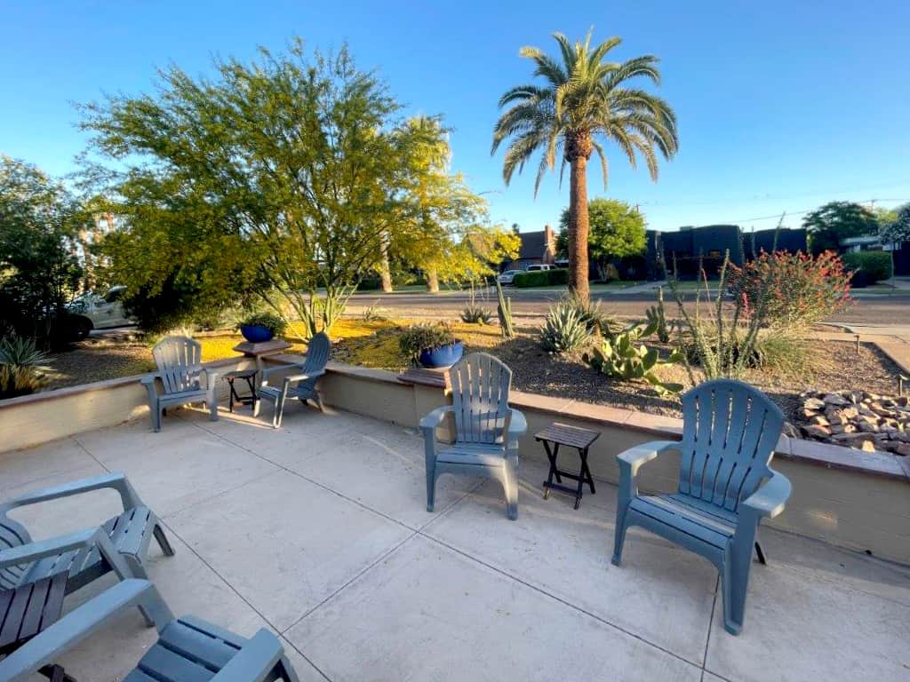 An inviting space on the homes front patio for star gazing. An inviting space on the homes front patio for star gazing.